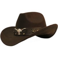 Chapeau de cowboy western à large bord en laine unisexe, tête de bœuf taureau rétro, bande de cuir rivet, chapeau de cow-girl, chapeau de soleil unisexe, hommes et enfants, 54 cm, 57 cm, 61cm