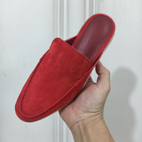 Large Size Summer Mule shoes Cashmere Sheepskin velvet Classic Flat woman slippers All genuine leather Men's slippers
