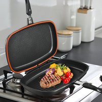Household Aluminum Die-casting Non Stick Steak Frying Pan Baking Double Sided Textured Baking Tray Multifunctional Cookware G