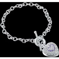New Popular 925 Sterling Silver Crystal Heart Pendant Chain Bracelets For Women Party Girl Romantic Christmas Gifts Jewelry