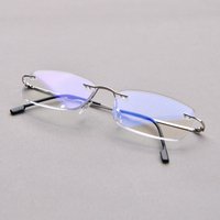 Anti Blau Licht Titan Legierung Randlose Silber Rahmen Männer Frauen Rechteckige 10g Lesebrille Randlose Brillen