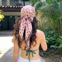 90cm Spring Square Neck Scarf Women Bandana Hair Band Design Print Dot Female Foulard Headband Shawl Wrap Neckerchief 2026