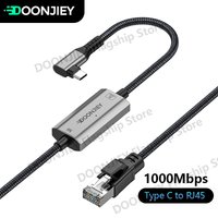 Angle USB C to Ethernet Cable 1000Mbps Type C to RJ45 Gigabit LAN Network Adapter Cable for MacBook Pro/Air iPhone 15 16 Series