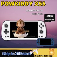 POWKIDDY X55 Handheld Game Console 5.5 INCH IPS Screen RK3566 Open-Source Retro Video Player Console Children's Gifts PSP Game