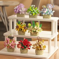 100-200+ PCS 8 Styles of Flower Basket Building Block Toys, Stylish, Bedroom, Living Room Decoration, Holiday Gift