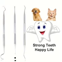 3 pieces/set of pet dental hygiene kit, dog plaque removal tool,stainless steel dental calculus remover, cat dental cleaning kit