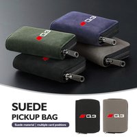 For Audi Car Document Organizer Suede Leather Multi Card Zippered Wallet TT S3 S4 RS5 RS6 RS7 S7 S8 QS5 B6 B7 B8 Quattro TT A1