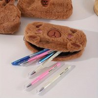 2026 Kapibala Plush Pen Bag Large Capacity Student Stationery Bag Multifunctional Storage Pouch Wallet School Supplies