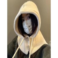 AliExpress NONE Soft Winter Warm Knit Beanie Hat With Scarf Knitted Shawl One Piece Design For Warmth And Ear Protecting In Fall Winter Seasons
