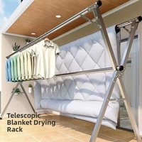 Retractable Clothes Drying Rack Indoor Bedroom Balcony Outdoor Utility Stainless Steel Folding Stand Clothesline Holder