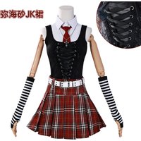 Women Retro Preppy Style 2Pcs Outfit, Long Sleeve Blouse withHigh Waist Pleated Mini Skirt, Anime Themed Cosplay Costume for Hal