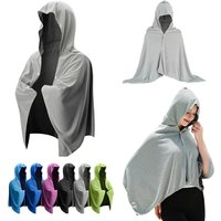 Cooling Hooded Cloak Ice Cool Poncho Cover Up Super Absorbent Oversized Hooded Towel Wrap, 4-in-1 for Swimming Beach Pool Travel