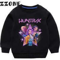 Kpop Demon Hunters Print Kids Sweatshirts Fashion Children Hoodies Autumn Baby Black Pullover Outwear Tops Girls Boys Clothes