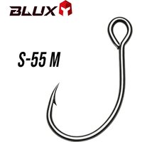 BLUX 10pcs Barbed Large Eye Hook S-55M 10# 8# 6# Extra Wide Gap For Trout Minnow Spoon Black Nickel Freshwater Fishing Hook