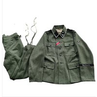 German Elite Team Leader M43 Field Grey Green Woolen Combat Suit Top+Accessories and Pants Movie props