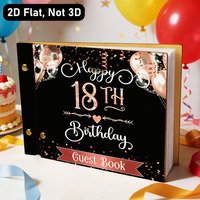 Rose Gold 18th Birthday Wooden Guest Book, Perfect for 18th Birthday Parties & Coming-of-Age Celebrations, Craft Paper Journal