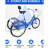 AliExpress CNCEST 24in Tricycle Foldable Design Carbon Steel Frame Blue with Backrest and Basket Adjustable Height 7 Speed