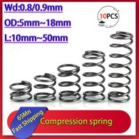 65Mn 10Pcs Wire Diameter 0.8mm 0.9mm OD:5mm-18mm Strong Spring Steel Pressure Compression Spring Shock Absorption Return Spring
