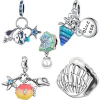 925 sterling silver pendant with conch shell beads, suitable for original bracelet necklace, men's and women's DIY jewelry gifts
