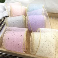 Width 7cm,Gauze Ribbon,Pure Color,With Golden Dot,DIY Handmade Bow Tie Hairpin Materials,Gift Flower Bundle Packaging Decor Lace