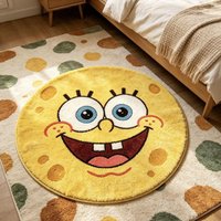 Cartoon SpongeBob Plush Round Carpet Cute SpongeBob Lounge Rug Game Room Chair Mat Sneaker Room Floor Mat Bedroom Decor Rug image 3