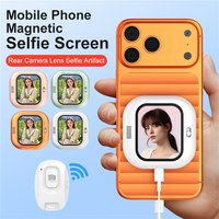 Mini Magnetic Phone Selfie Screen Bluetooth Phone Monitor Screen Rear Camera Selfie for iPhone 17-12 Android Vlog Video Shooting
