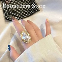 925 Sterling Silver/Gold Jewelry, Irregular Opening Pearl Ring for Women, Fashion Charm, Jewelry, Wedding Gift