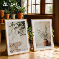 2D/FLAT 2pcs Minimalist Olive Tree Aged Wall Prints, Unframed Boho Rustic Mediterranean Wall Art Posters for Living Room Decor