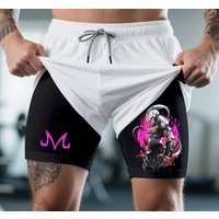 2026 Summer Dragon Ball Z Magic Man Buu (pure Form) 3D Printed Double Fake Two Sports Loose Breathable Quick Dry Shorts