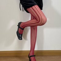 Vintage Women's Pantyhose Transparent Hollow Fishnet Stockings Diamond Stripe Lolita Tight Socks Sexy Leg Socks Mesh Leggings