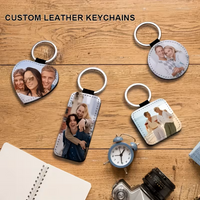 Custom photo faux leather keychain, personalised key pendant with your photo - unique birthday and anniversary keepsake