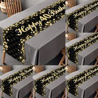 Black Gold Birthday Table Runner 18 30 40 50 Birthday Table Cover Tablecloth Party Decoration For Home Adult Anniversary
