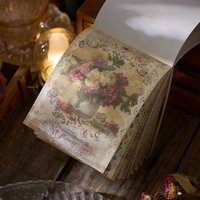 1book/100pcs Retro Material Paper, Classic Vintage Designs DIY Handmade Album Scrapbooking Decorative Paper Supplies