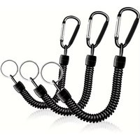 3Pcs Outdoor Camping Anti Loss Keychain Spring Telephone Line Telescopic Climbing Buckle Chain Buckle