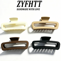 1/4pcs ZYFHTT Solid Color Matte Frosted Rectangular Hair Clip Claw For Women Daily Wear Big Shark Clip Fashion Girls Hair Clamp