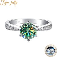 JoyceJelly 1CT bleu vert Moissanite bague pour femmes solide 925 en argent Sterling mariée femme fiançailles mariage luxe bijoux