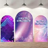 Hot KPop Purple Tattoos Birthday Arch Backdrop Cover Music Kids Girls Birthday Party Custom Decor Pink Gold Glitter Background