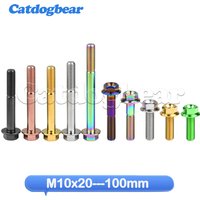 Catdogbear M10 X 20 25 30 35 40 45 50 55 60 65 70 75 80 90 100mm Pitch1.25mm Titanium Ti Hex Head Flange Bolt