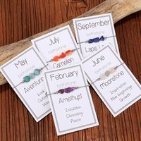 Irregular Natural Stone Bracelet Months Card For Women Crystal Birthstone Beads Handmade Rope Charm Bracelets Birthday Jewelry