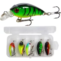 5 Pcs Fishing Lures Set, Crankbait Hard Bait Tackle Box, Wobbling Lipless Lures for Freshwater Saltwater Bass Trout Pike