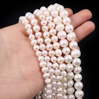 White Natural Freshwater Pearls Beads Size 5-6mm 6-7mm Nearly Round Loose Spacer Beads for Jewelry Making DIY Necklace Bracelet