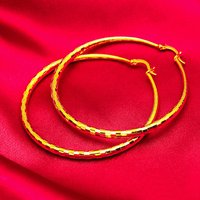 Women's 24K Gold Large Hoop Earrings, AU999 | Engraved "Resilience" with hidden bamboo motifs.