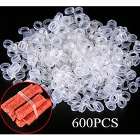600pcs of White, Red, And Yellow Rubber Bait Bands in Sizes 2mm, 3mm, 4mm, 5mm, And 6mm, Designed for Fishing with Bloodworm