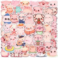 10/30/50PCS Kawaii Pink Pig PVC Sticker Aesthetic DIY Decoration Scrapbooking Stationery Hand Accounting Supplies