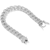 NovaGlod Luxury Solid Platinum PT950 D Color Moissanite Diamond Cuban Chain Bracelet Full Diamond Men's Bracelet