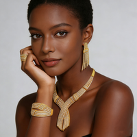 Luxury Crystal-Embedded Gold Jewelry Sets African Style Statement