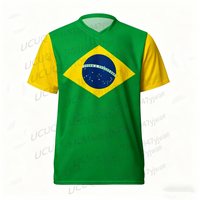 Summer Brazil Football Jersey Yellow-Green Brasil Print Training Casual Wear Year-Round Fan Apparel Men's Women's T-shirt