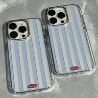 Phone Case For Samsung Galaxy S26 Ultra S25 Plus S24 FE S23 5G Blue Striped Pattern Tramsparent Shockproof Soft TPU Bumper Cover