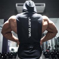 Muscleguys – débardeur à capuche pour hommes, vêtements de Fitness, en coton, musculation, gilet d'entraînement, Singlets, chemise de sport sans manches