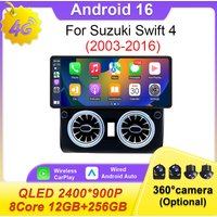 UItra-thin Screen 12.3 inch Car Radio WIFI 4G Video Android 16 DSP BT GPS Navi Carplay Split Screen for Suzuki Swift 4 2003-2016